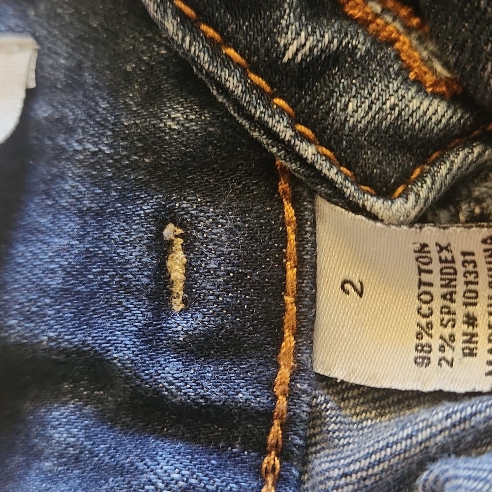 Vintage Y2K Refuge Dark Blue Distressed Skinny Jeans Women's Size 2 - Picture 4 of 16